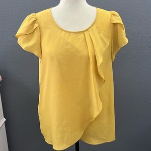 BCBGeneration Yellow Wrap Blouse Sz M